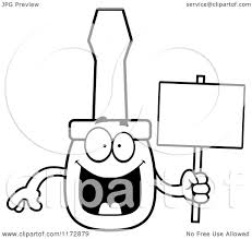 878x895 repair tools coloring tools coloring screwdriver coloring page. Cartoon Clipart Of A Happy Screwdriver Mascot Holding A Sign Vector Outlined Coloring Page By Cory Thoman 1172879