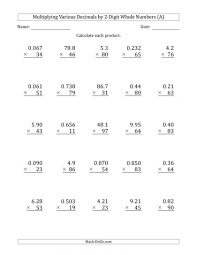 Important facts about multiplication and division of decimals worksheets for grade 6. 6th Grade Math Worksheets Online Free Free Worksheets Wallpapers 2021