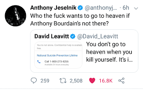 Anthony Jeselnik On The Passing Of Anthony Bourdain Follow For A Reader Full Of Funny Meme Memes Joke Jokes Comedy Gif Gifs Laugh Love Instagood Happy Humour Fun Funny Funny Af