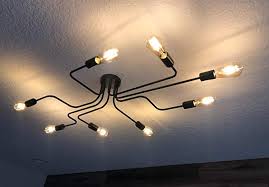 Ceiling Light Fixture Industrial Metal Flush Mount Light Ceiling Lamp With 8 Lights For Dining Room Kitchen Living Room Lighting Amazon Com