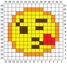Blowing Kiss Emoji C2c Square And Pixel Graph Repeat Crafter Me Kiss Emoji Pixel Crochet Crochet Heart Blanket
