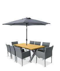 I had great success in using an old dining table as our garden table in my old house, so when this baby presented itself to be scooped up for a song and a dance i didn't hesitate. Lg Outdoor Siena 8 Seat Wood Effect Garden Dining Table Armchairs Set With Parasol Grey