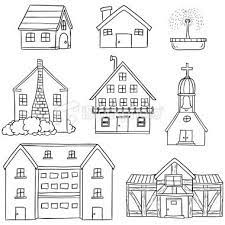 Search 123rf with an image instead of text. Houses Collection In Line Art Style Black And White Black And White Art Drawing House Doodle House Drawing