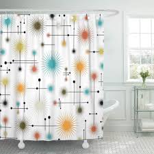 Stained wood blinds are another mid century window covering standby. Cynlon Star Retro Starbursts Go Mid Century Modern Lines 1950s Bathroom Decor Bath Shower Curtain 60x72 Inch Walmart Com Walmart Com