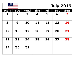 July 2019 Usa Bank Holidays Calendar Holiday Calendar Federal Holiday Calendar Usa Holidays