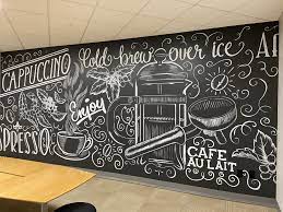 Chalkboard Style Coffee Shop Mural Mural Store Design Interior Street Art Graffiti