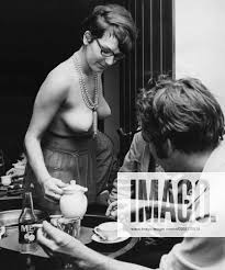 ARCHIVE STOCKHOLM 19680802 Topless waitress serves coffee at porn king  Kjell Gillros new sex