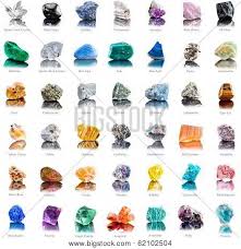 These stones are particularly popular as diamond substitutes because they're often so much cheaper. Collection Set Of Semi Precious Gemstones Stones And Minerals With Names Isolated On White Background Poster Id 62102504