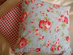 Cath Kidston Ikea Blue Rosali Floral Check Fabric Cushion Cover Cushion Fabric Ikea Fabric Check Fabric