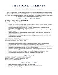 Physical Therapy Resume Example Writing Tips