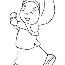 Perawatan kucing domain publik vektor. Gambar Ibu Dan Anak Kartun Muslim Hitam Putih Hijabfest