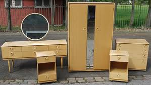 Retro 60s 70s Schreiber Bedroom Suite Wardrobe Dressing Table Etc Like G Plan 305087473