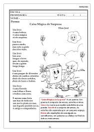 Atv nil - ATIVIDADE LINGUA PORTUGUESA - “Caixa Mágica de Surpresa” é um  poema. Um poema é composto - Studocu