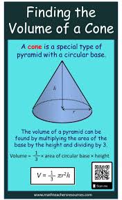 Finding The Volume Of A Cone Math Geometry Volumeofacone Math Infographic Math Methods Volume Math