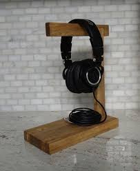Wood Headphone Stand The Classic Headphone Holder Etsy Headphone Stands Wood Headphones Headphone Holder