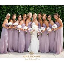 Lilac Strapless Chiffon Empire Waist Long Bridesmaid Dress With Flower Lilac Bridesmaid Lavender Bridesmaid Dresses Bridesmaid