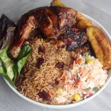 Jerk Chicken Bowl Video Rice And Peas Coleslaw Plantain Full Recipe On Originalflava Com Jerk Chicken And Rice Rice And Peas Chicken Rice And Peas