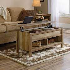 Distressed gray large rectangle wood coffee table with lift top. Sauder Dakota Pass Lift Top Coffee Table In Craftsman Oak The Home Depot Canada