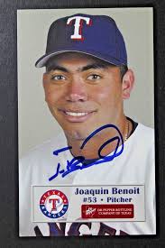 Joaquin Benoit Autographed Texas Rangers 3x5 Photo Fan Fest Signed Card