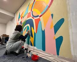 Loving the way this has turned out! Now to let it dry, trim to size, stitch  the edges and add some eyelets to hang it from. Every step I check off the