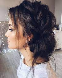 Beautiful Updo With Side Braid Wedding Hairstyle For Romantic Bridess Get Inspired By This Braid Guest Hair Messy Wedding Hair Braided Hairstyles For Wedding