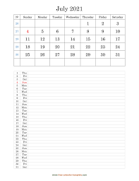 Printable july 2016 calendar simple template. Printable 2021 July Calendar Grid Lines For Daily Notes Vertical Free Calendar Template Com