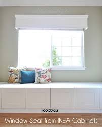 Ikea Hacks On Thrifty Thursday A Row Of Akurum Cabinets Make A Fabulous Window Seat They Ve Even Incorporated The H Diy Window Seat Window Seat Ikea Cabinets