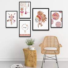 Bohem Tarz 5 Parcali Cerceveli Set Bohem Tablolar Poster