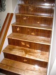Custom Stairs Ambrosia Maple Treads Walnut Risers And Maple Ginko Leaves Stair Decor Design Staircase