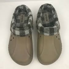 CROCS Shoes | Mens Plaid Fleece Lined Crocs Tan Beige Size 2 | Poshmark