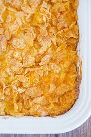 Cheesy Potato Casserole With Corn Flake Topping Recipe Potatoe Casserole Recipes Cornflake Recipes Sweet Potato Recipes Casserole