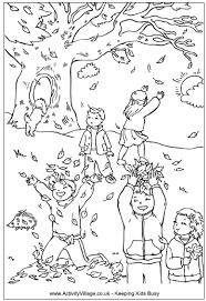 Catching Leaves Colouring Page Fall Coloring Pages Leaf Coloring Page Tree Coloring Page