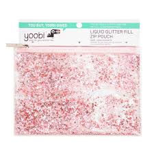 1 Zipper Pencil Case Liquid Glitter Fill Pink Yoobi Zipper Pencil Case Pencil Case Glitter Pens