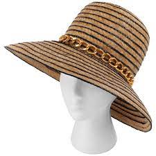 Miss Dior By Christian Dior C 1960 S Black Gold Woven Straw Bow Chain Sun Hat Miss Dior Sun Hats Fashion