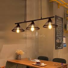 Retro Style Island Pendant Iron 3 Light Mesh Hanging Light Fixtures In Black Over Kitchen Island Beautifulhalo Com