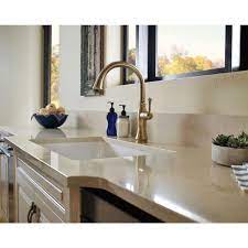 Delta cassidy kitchen faucet with side sprayer. Delta Cassidy Single Handle Standard Kitchen Faucet With Side Sprayer In Champagne Bronze 4297 Cz Dst The Home Depot