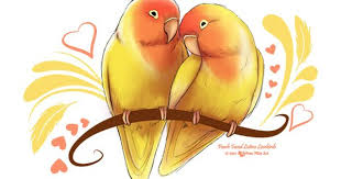 Peach Faced Lutino Lovebirds Yellow Lovebirds Parrots Artwork Painting Valentine S Day Design For 2017 Lovebirds Art Bird Art Bird Drawings