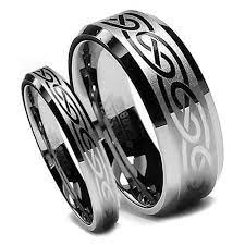 Top Value Jewelry Matching Tungsten Wedding Band Set His Her Laser Etched Celtic Design Rings Hig Tungsten Mens Rings Rings For Men Black Diamond Jewelry