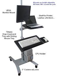 Dvc04 F Rolling Pole Computer Workstation Sit To Stand Height Adjustable Adjustable Computer Stand Computer Workstation Height Adjustable