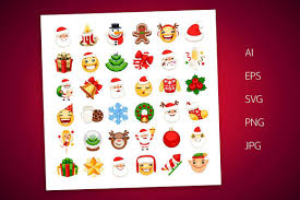 Christmas Emojis Set Emoji Decorating With Christmas Lights Merry Christmas And Happy New Year