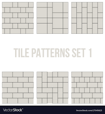 Set of thin line seamless pattern brick tile Vector Image