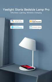 At the base of the multi functional lamp is a wireless charging pad that can charge two devices simultaneously. Staria Bedside Lamp Pro Yeelight Staria Bedside Lamp Pro Yeelight