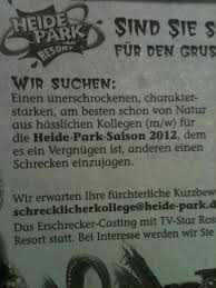 Ob Sich Auf Diese Stellenanzeige Wirklich Jemand Gemeldet Hat Stellenanzeigen Heide Park Heide