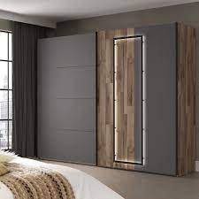 Kleiderschrank, 20 kubus kunststoff kleiderschrank garderobenschrank， steckregal kombischrank，schrank regalsystem mit 2 kleiderstange, schwarz. Kleiderschrank 2 Trg Inkl Beleuchtung Sirius Black Von Forte Stabeiche Wolfram Grau