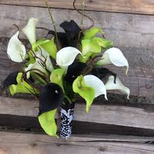 Assembling a team of extremely talented designers and working alongside them makes it easy to go to work every day! Lime Green White Black Calla Lily Bridal Bouquet Lime Green Weddings White Wedding Bouquets White Bouquet