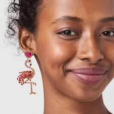Amazon.com: Exquisite Flamingo Bird Dangle Statement Earrings for Women  Crystal Rhinestone Love Heart Dangling Drop Earring Cute Jewelry Gifts  Bridal Birthday Christmas: Clothing, Shoes & Jewelry