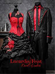 Black Red Wedding Designer Outfit Black Wedding Dress Gothic Pirate Wedding Dress Black Red Wedding