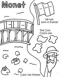 From 1860 on, monet abandonned dark colors and worked from a palette limited to pure light colors. Little Artist Coloring And Activity Page Monet By Primary Painters