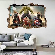 Stikers 3d Avengers Diy Mural Art Wall Decor Decals Diy Wall Decals