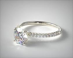 14k White Gold Petite Pave Engagement Ring Flush Fit